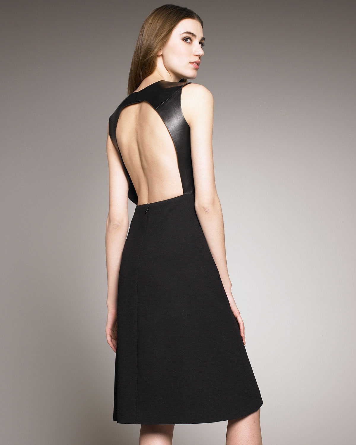 Chloé Cutout Leather-bodice Dress in Black - Lyst