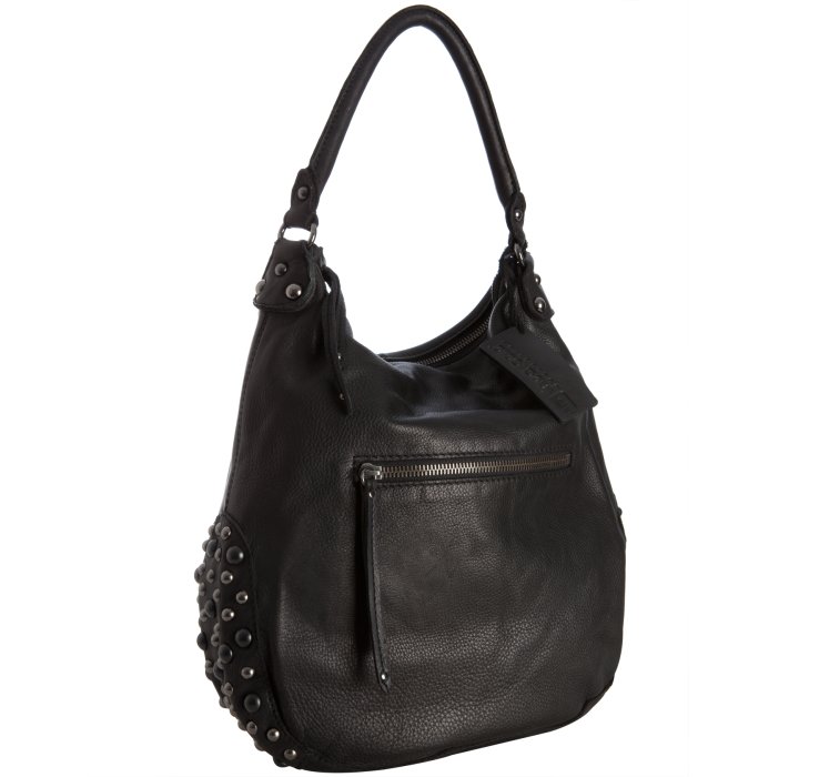 Linea Pelle Black Leather Ricky Shoulder Bag in Black | Lyst