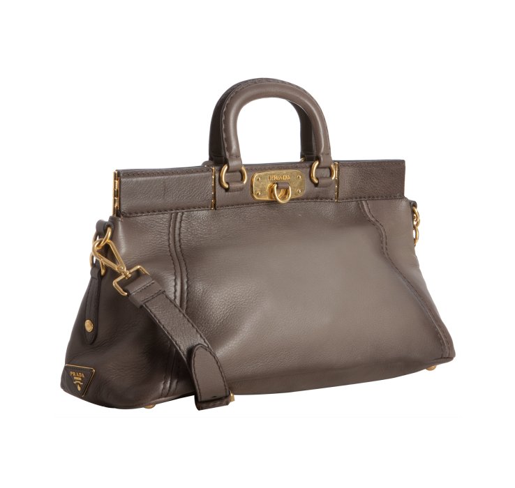 Prada Mud Deerskin Framed Satchel in Brown (mud) | Lyst