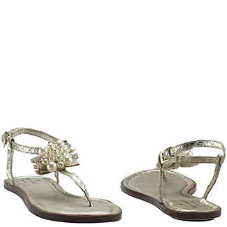 Lyst - Kate Spade New York Hedy - Platinum Embellished Flat Sandal in ...