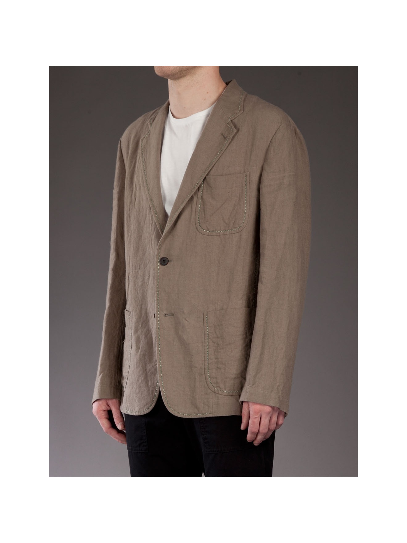 Issey miyake Linen Jacket in Beige for Men (khaki) | Lyst