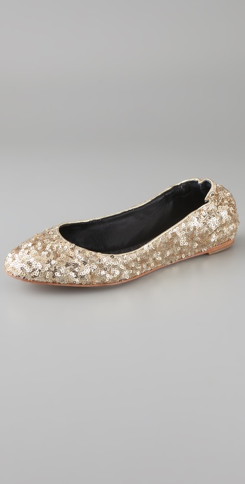 Alice + Olivia Dahlia Sequin Ballet Flats in Gold ...