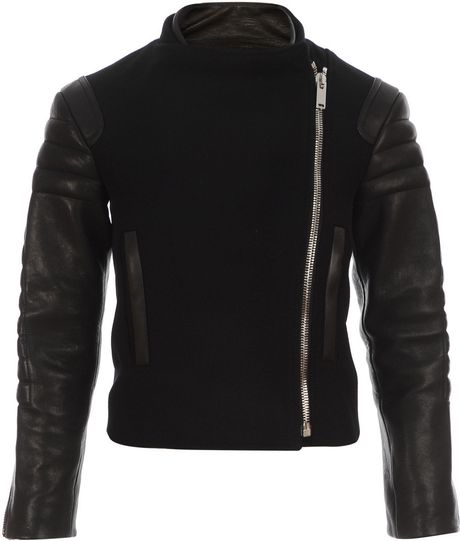 Celine Leather Biker Jacket in Black | Lyst