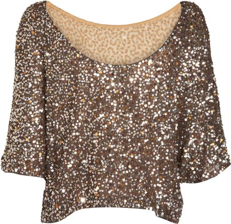 Vince Sequin Blouse in Gold | Lyst