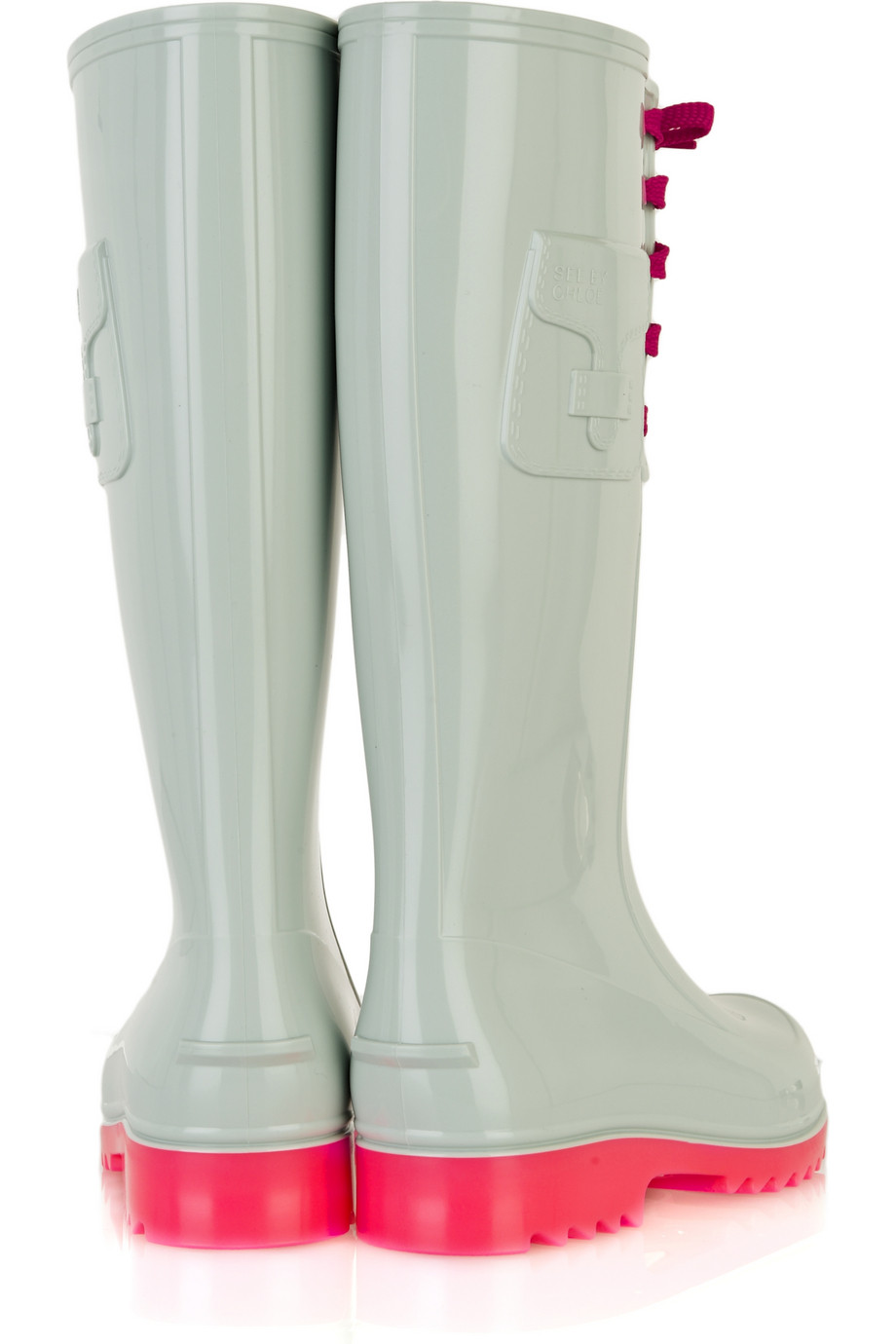 See By Chloé Lace-up Rubber Wellington Boots in Gray - Lyst