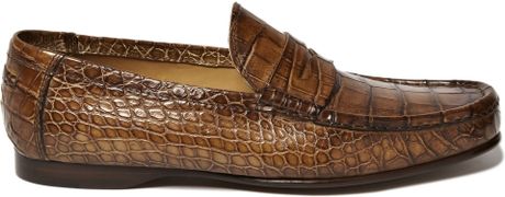 Ralph Lauren Alligator Leather Penny Loafers in Brown for Men ...