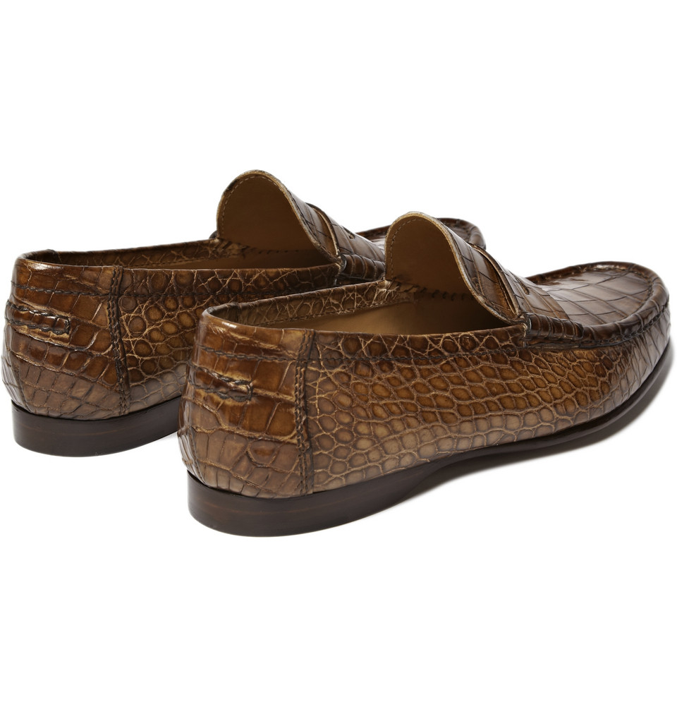 Ralph Lauren Alligator Leather Penny Loafers in Brown for Men | Lyst