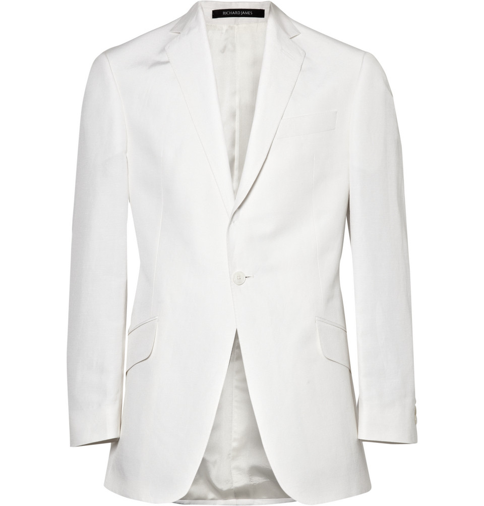 Richard James Silk and Linen-blend Suit Jacket in White for Men | Lyst