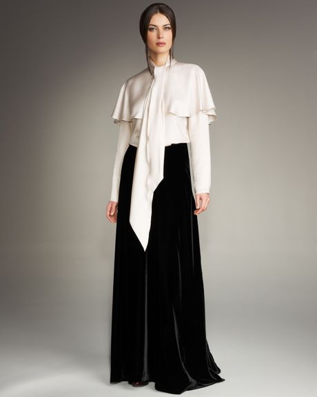 Lanvin Long Velvet Skirt in Black | Lyst