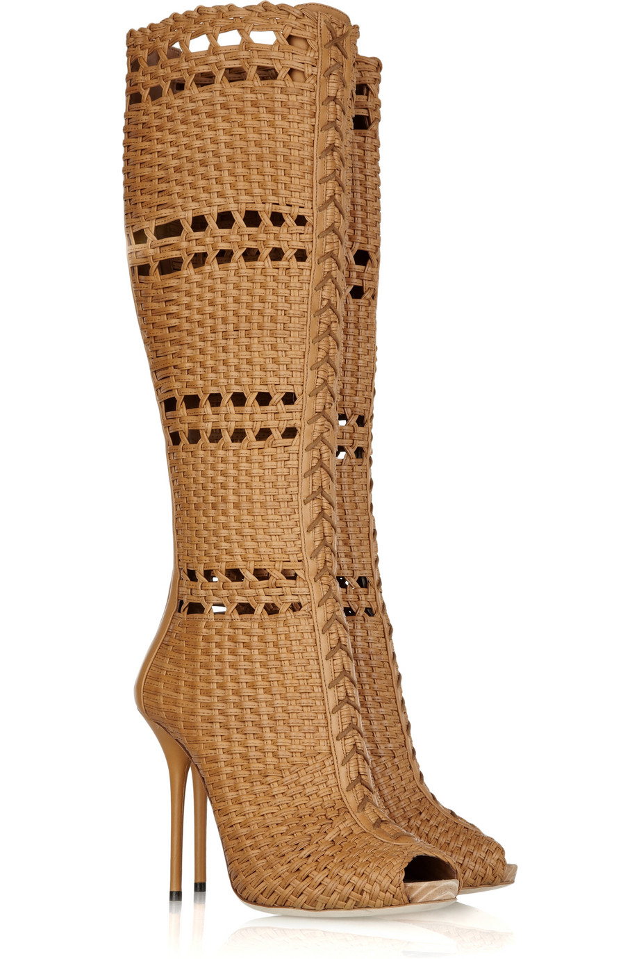 Lyst - Gucci Woven Leather Boots in Brown