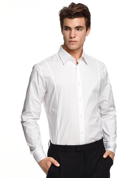 Hugo Eneor Button Up Sport Shirt in White for Men | Lyst