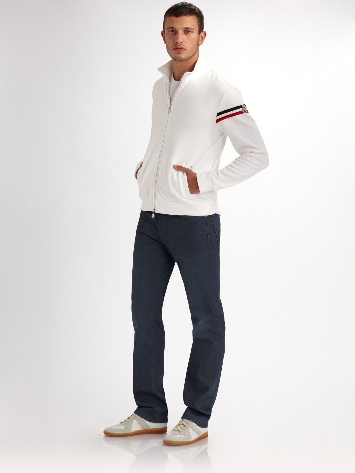 Moncler Vintage Track Jacket in White for Men | Lyst