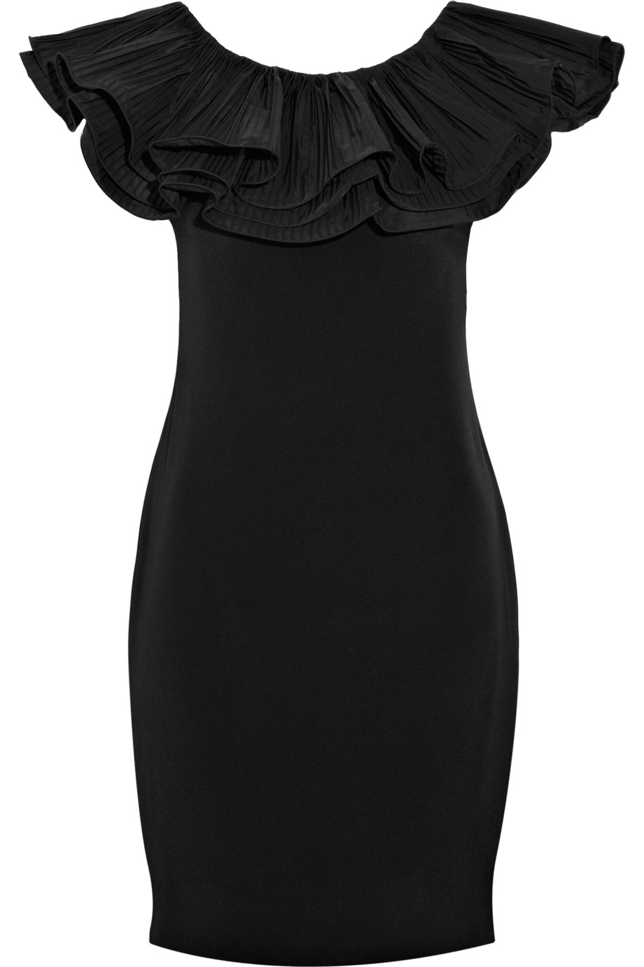 Notte by marchesa Pleated-collar Silk-crepe Dress in Black | Lyst
