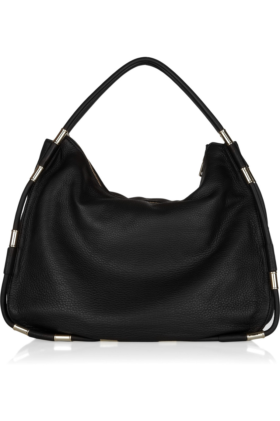DKNY Goldembellished Leather Hobo Bag in Black Lyst