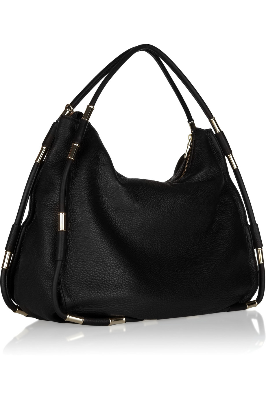 DKNY Goldembellished Leather Hobo Bag in Black Lyst