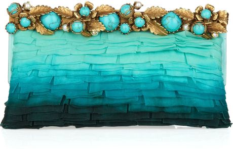 Valentino Embellished Ombré Chiffon Clutch in Blue | Lyst