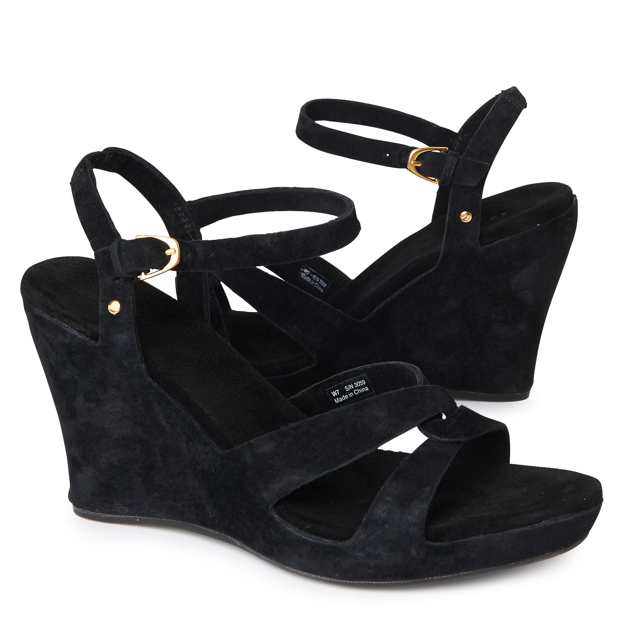 UGG Arianna Wedge Sandals in Black - Lyst
