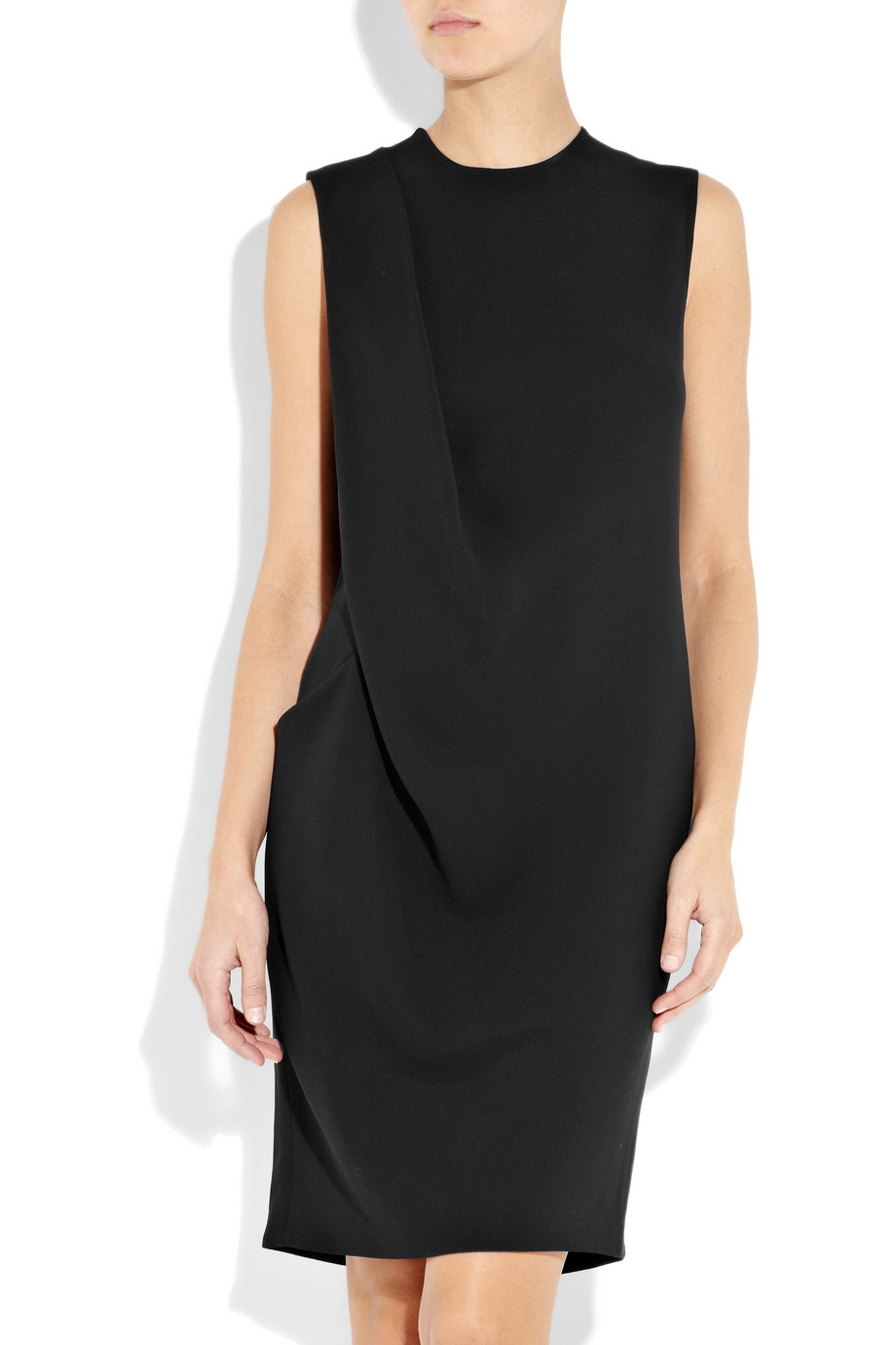 calvin klein off the shoulder crepe gown