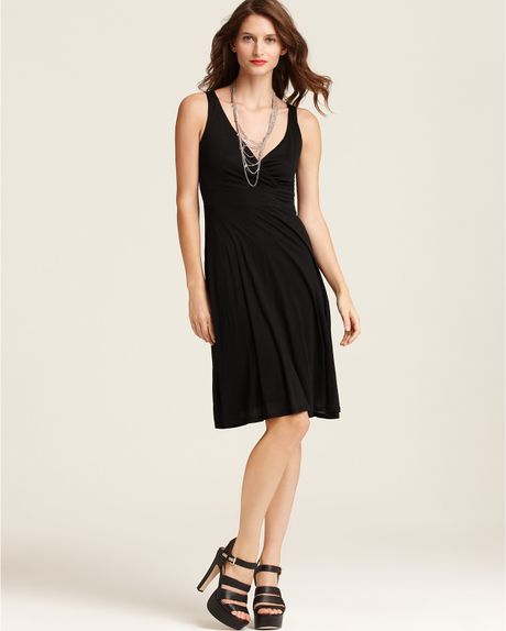 Eileen Fisher Empire Waist Dress in Black | Lyst