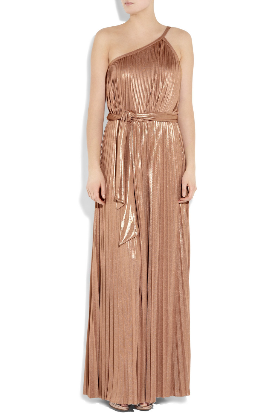 Halston Pleated One Shoulder Maxi Dress in Rose (Pink) - Lyst