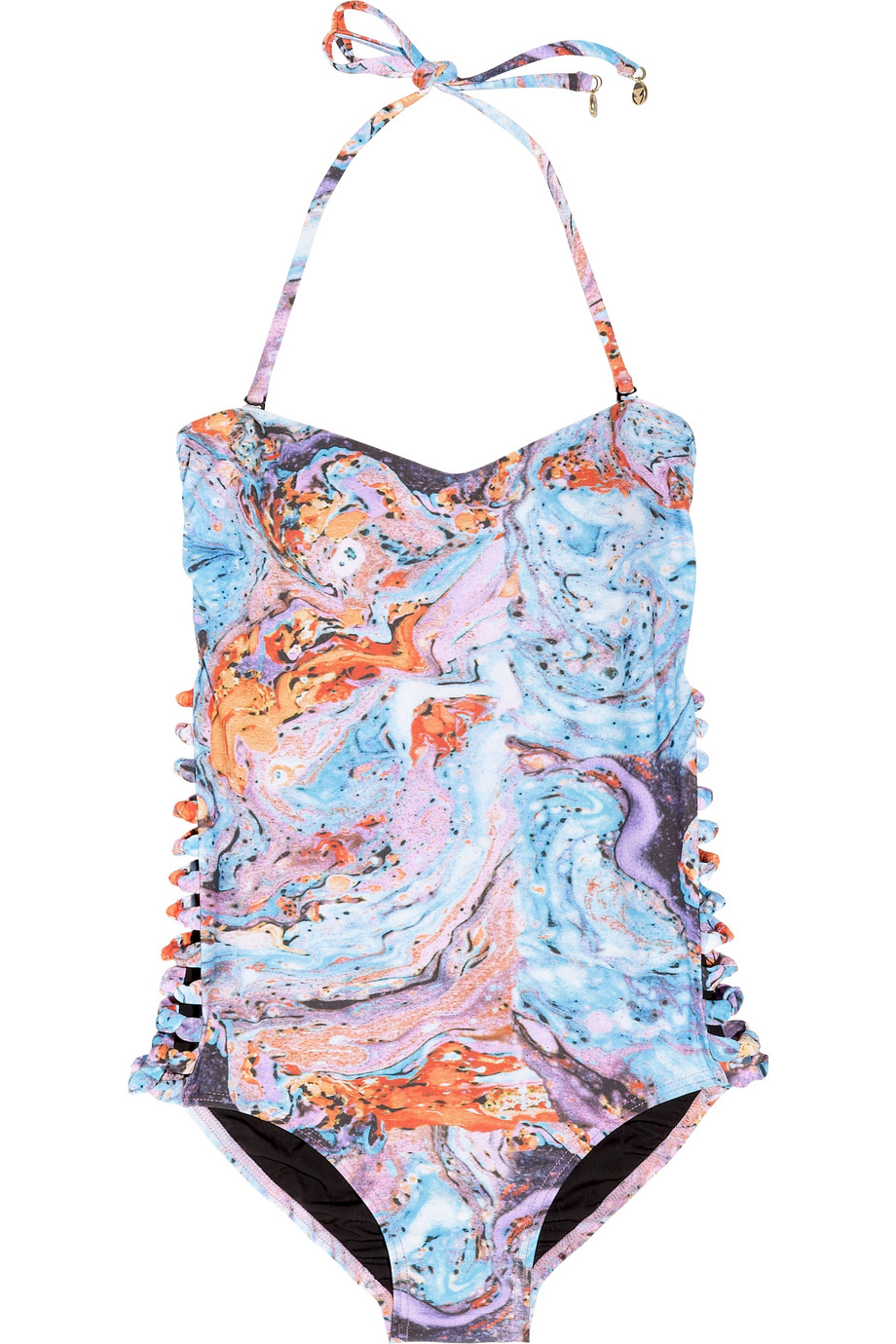 Seventh wonderland Rever Marbled-print Bandeau Swimsuit in Multicolor ...
