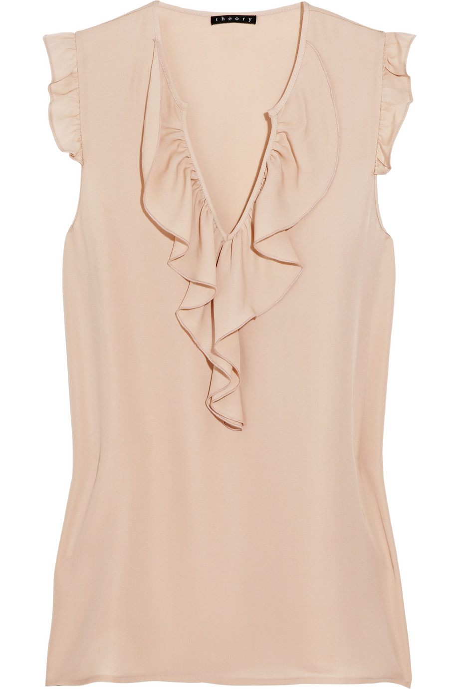 Theory Nalena Ruffled Silk-crepe Blouse in Blush (Pink) - Lyst