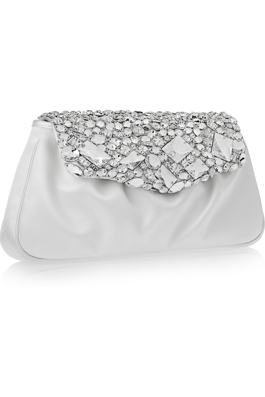 Saint Laurent Swarovski Crystal-embellished Satin Clutch in Metallic | Lyst