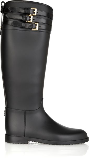 Burberry Buckle-embellished Rubber Boots in Black | Lyst