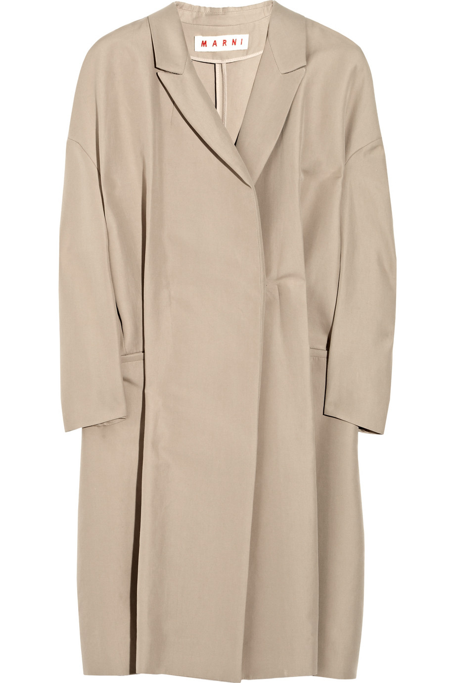 Marni Pleated Cotton Duster Coat in Brown (taupe) | Lyst