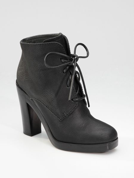 Reed Krakoff Square-toe Lace-up Ankle Boots in Black | Lyst
