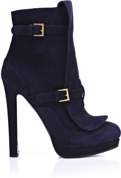 Alexander Mcqueen Suede Ankle Boots in Blue (navy) | Lyst