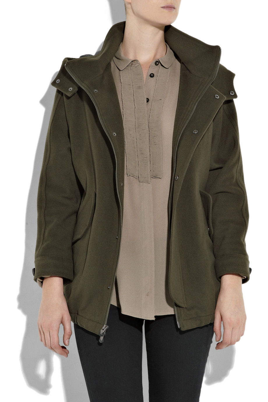wool hooded anorak
