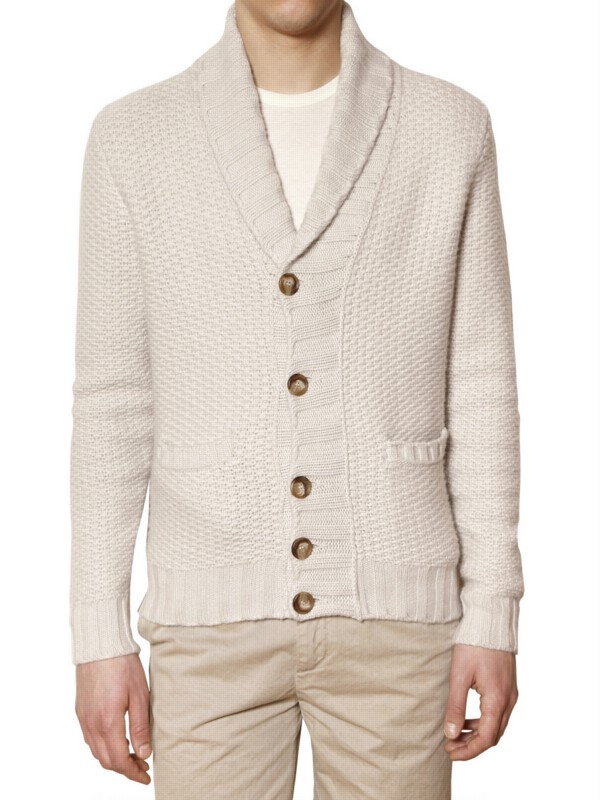 Ballantyne Rush Stitch Cashmere Cardigan Sweater in Beige (Natural) for ...