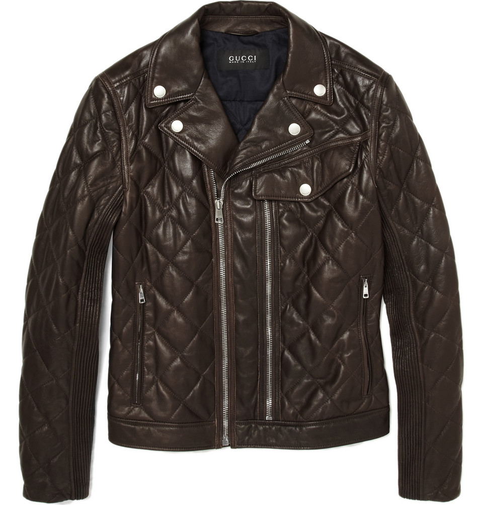 Gucci Quilted Leather Biker Jacket in Black for Men Lyst