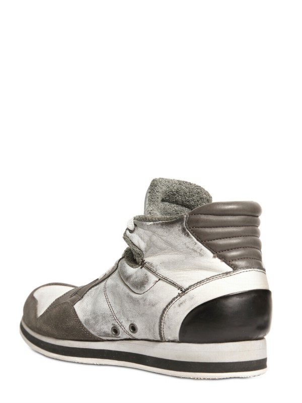 Alberto Fasciani Washed Calf and Suede High Sneakers in White (Gray) - Lyst