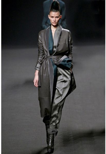 Haider Ackermann Velvet Collar Lambskin Leather Jacket in Gray ...
