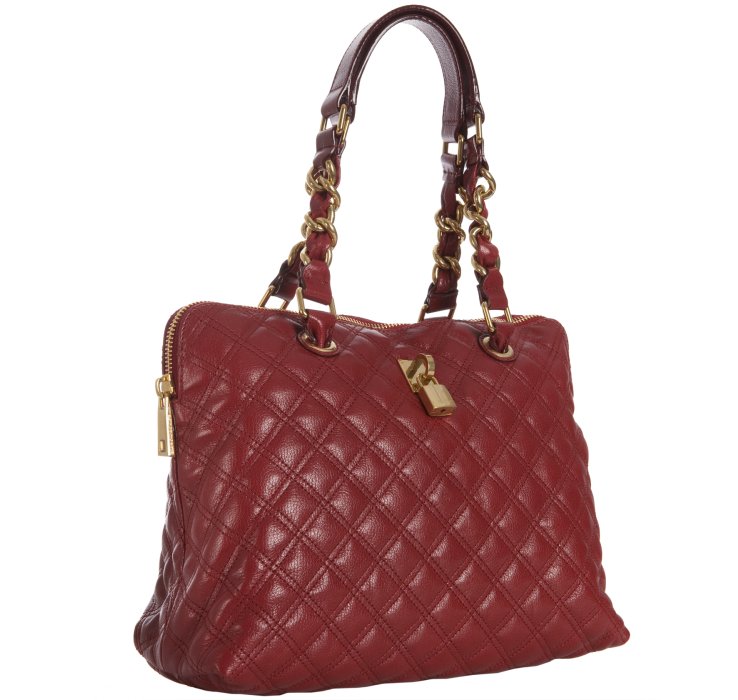 Marc Jacobs Red Diamond Quilted Leather Fifth Avenue Padlock Shoulder ...