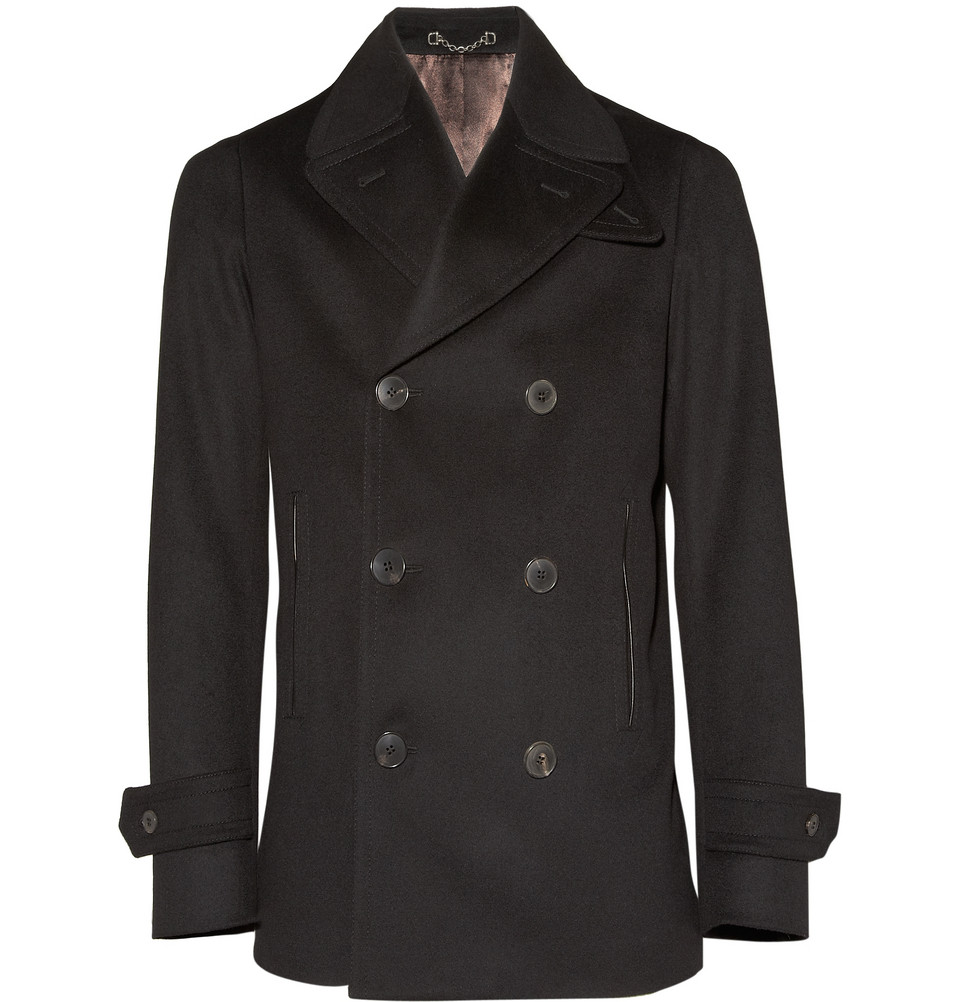 Gucci Wool Pea Coat in Black for Men (pea) | Lyst