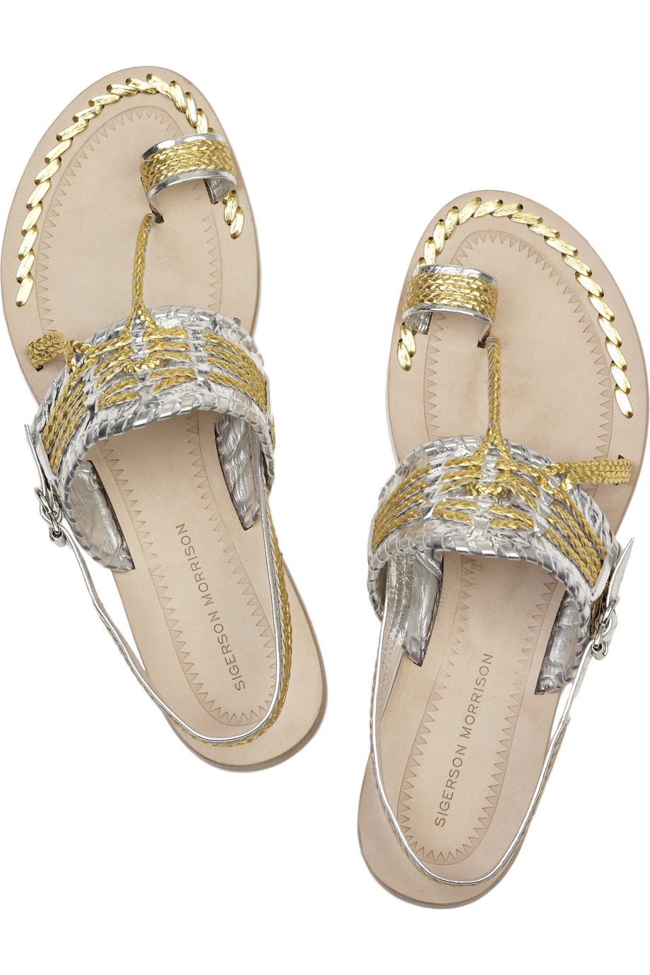 Sigerson Morrison Metallic Indian Sandals - Lyst