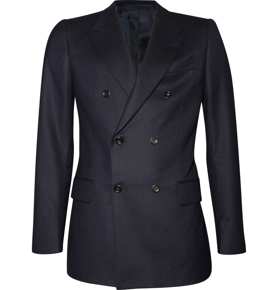 Saint Laurent Double-breasted Wool Jacket in Blue for Men - Lyst