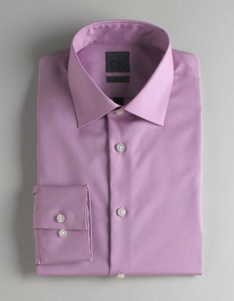 Ck Calvin Klein Non-iron Dress Shirt in Purple for Men (light purple ...