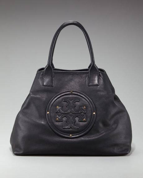 Tory Burch Leather-logo Summer Tote in Black | Lyst