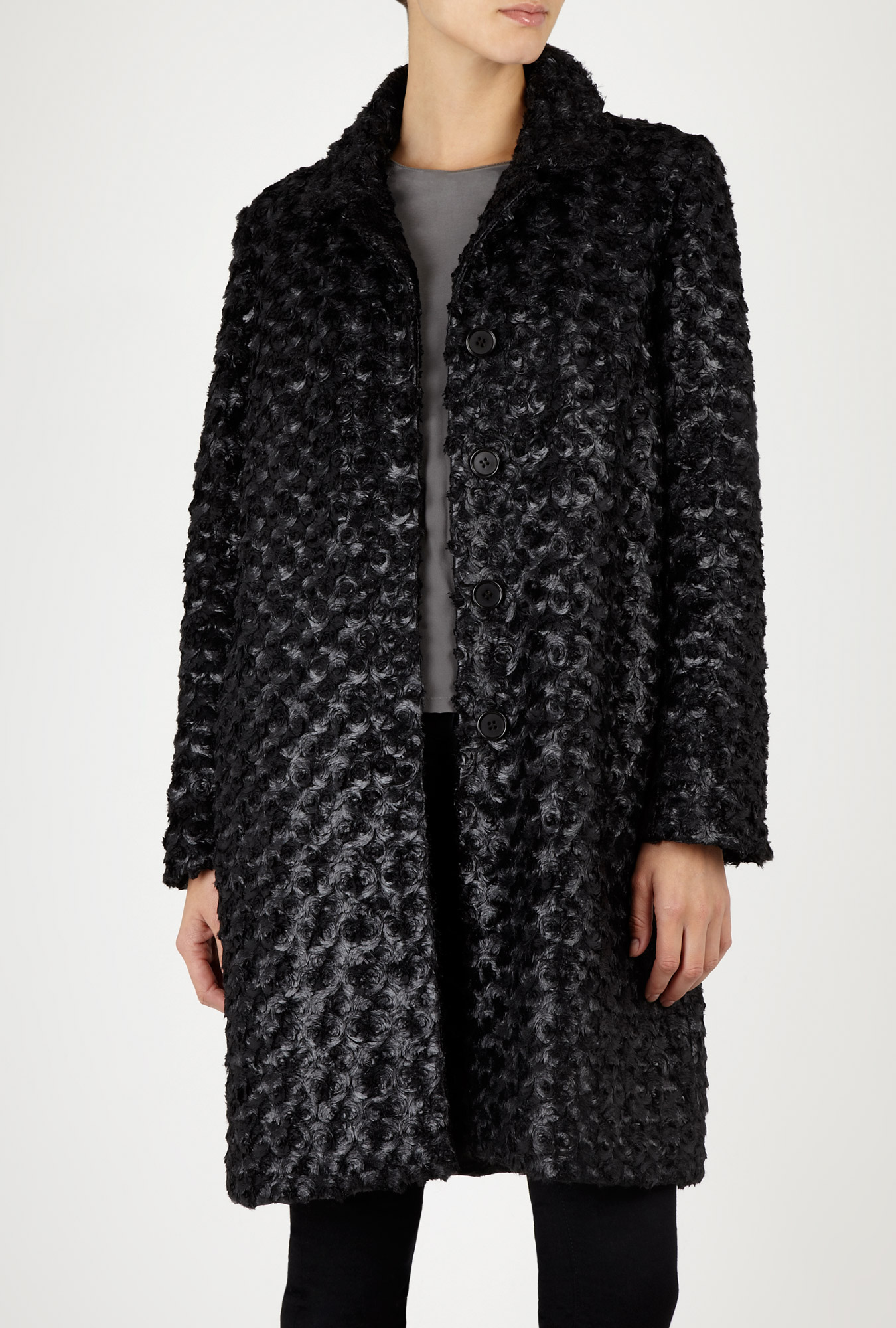Farhi By Nicole Farhi Winter Plume Coat in Black | Lyst