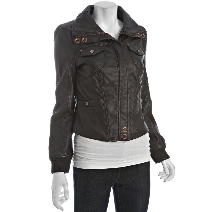 Lyst Kenneth Cole Reaction Brown Faux Leather Sherpa Collar Er Gallery