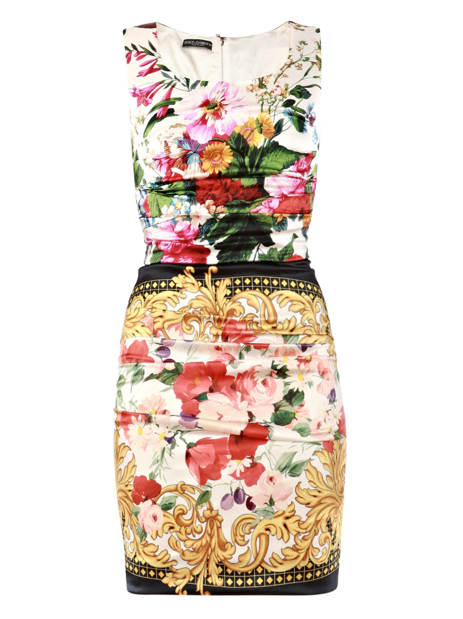 Dolce & Gabbana Silk Scarf Floral Print Dress in Multicolor (multi) | Lyst