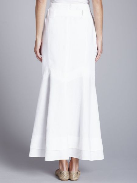 Paul Costelloe Linen Maxi Skirt White in White | Lyst