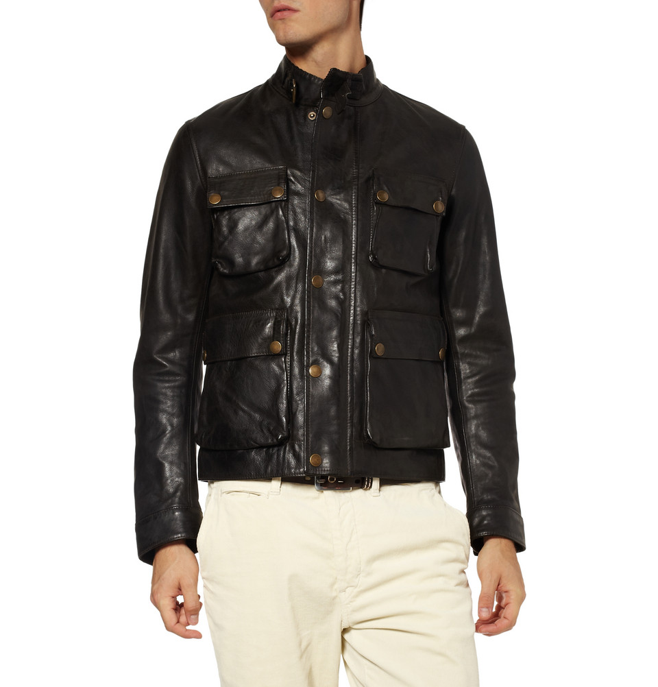 Belstaff Brad Distressed Leather Jacket in Brown for Men - Lyst