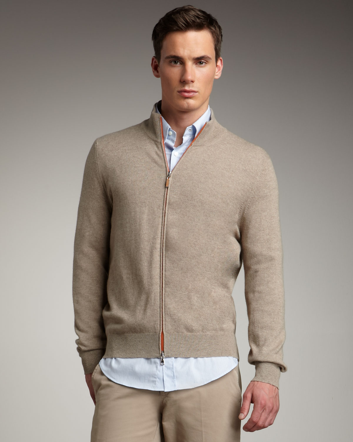 men's cashmere zip cardigan