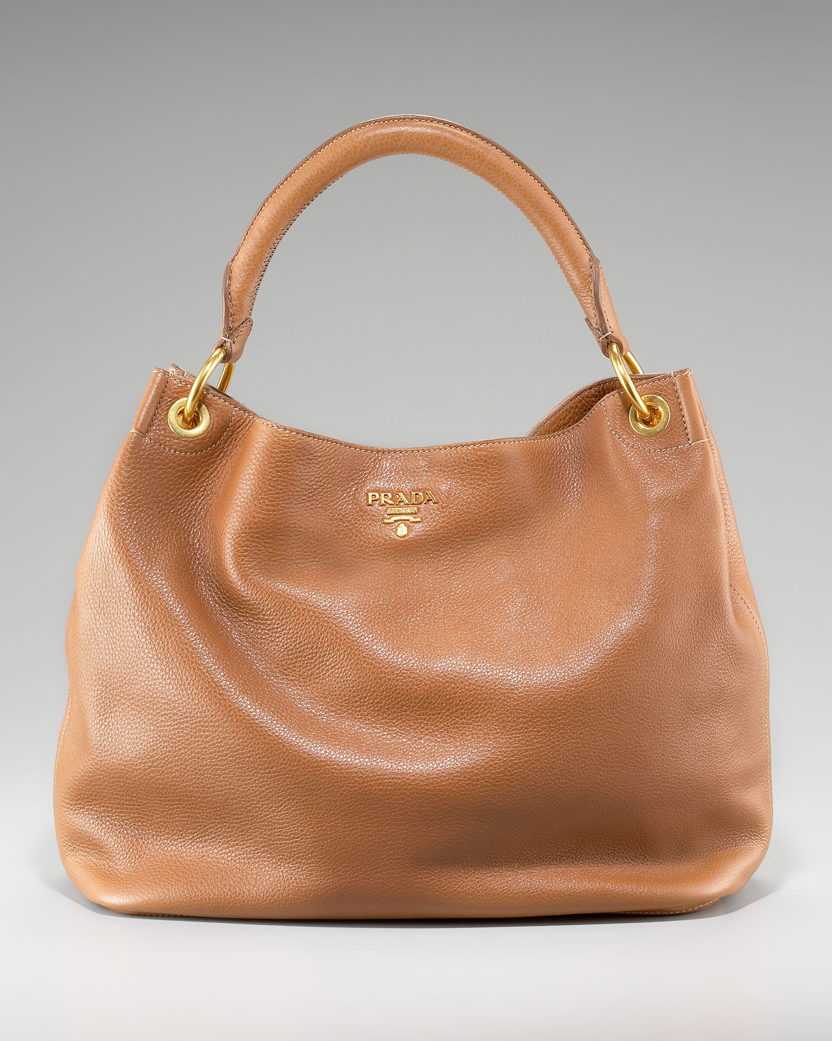 wholesale prada bag - Prada Vitello Daino Pebbled Calfskin Leather Hobo in Brown | Lyst