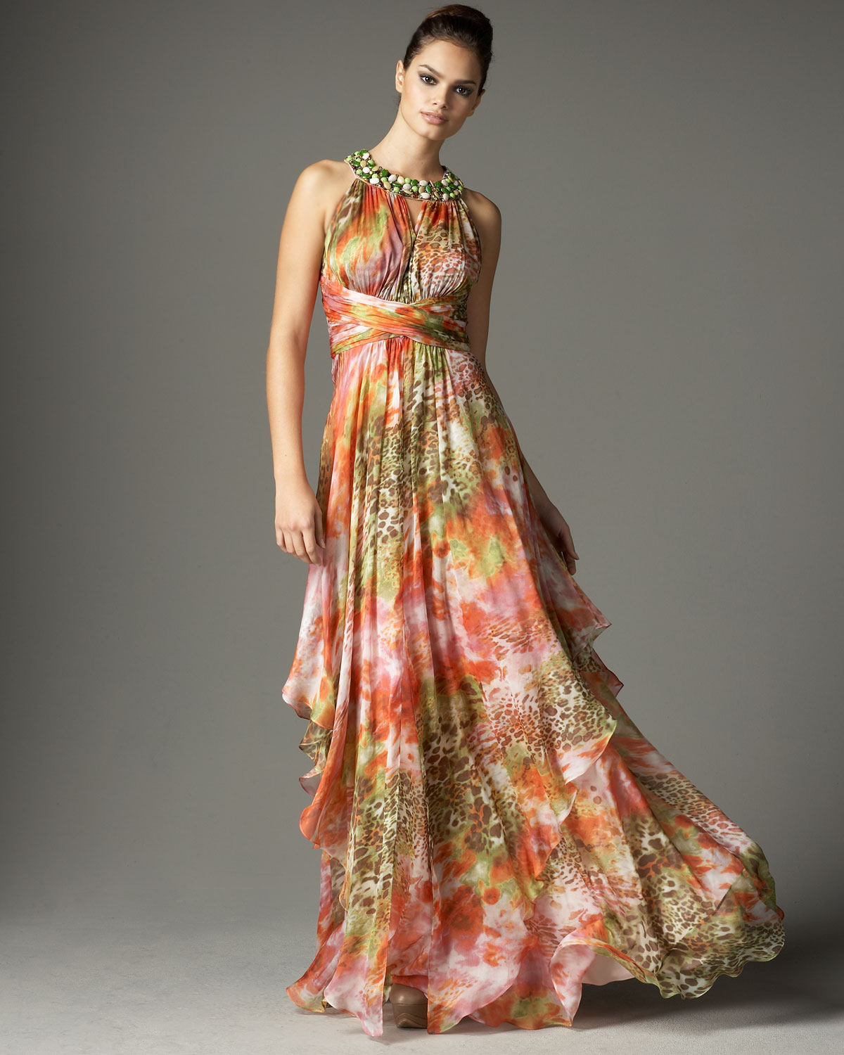 printed silk gown